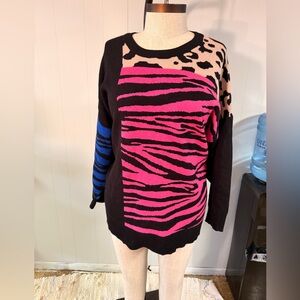 Torrid Black and Pink Animal Print Sweater